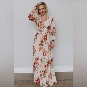 Baltic Born Lydia Maxi Wrap Dress Ivory Floral